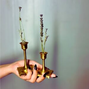 Vintage Gold Brass Candle Holders